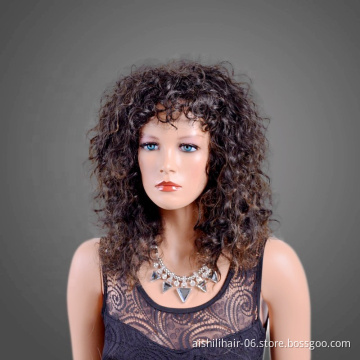 wholesale cheap brown kinky curly  long hair wigs synthetic hair wigs for  black women